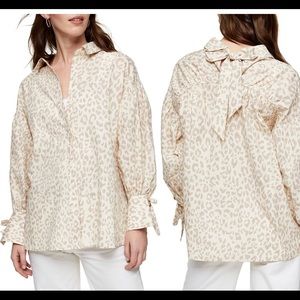 Topshop Animal Print Poplin Shirt SZ 8